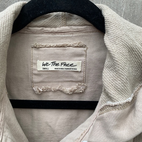 We The Free Free People Beyond the Stars Natural Tan Hooded Crop Jacket Top - Picture 5 of 8